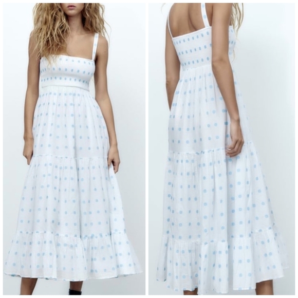 Zara Dresses & Skirts - Zara smocked tiered embroidered maxi dress XXL